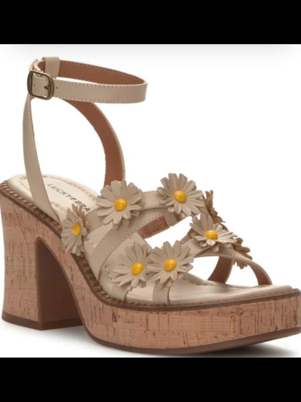 Lucky Brand Women's Multicolor Daisy Cork Platform Sandal Taiza2 Size 9M